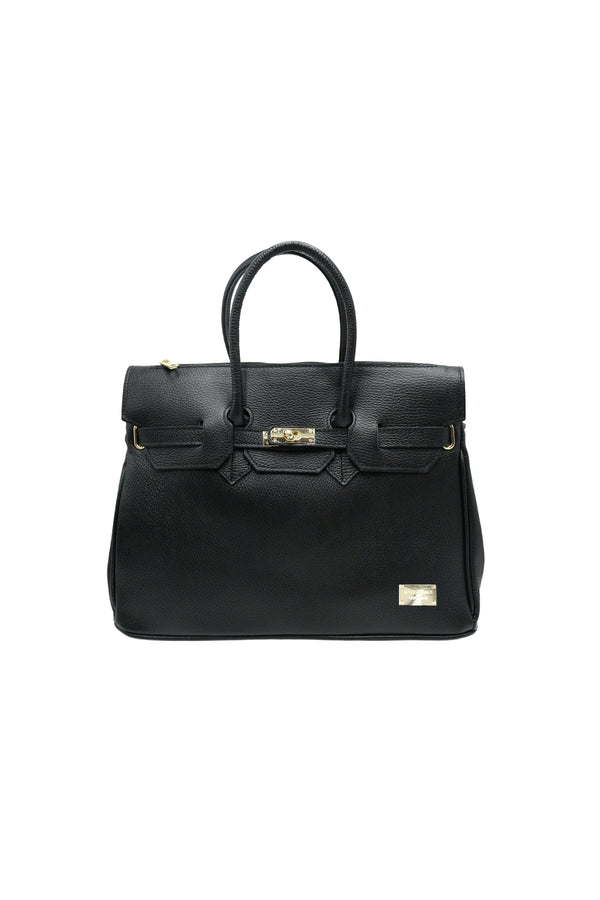 Borsa grande a bauletto in vera pelle con cinturina V888D