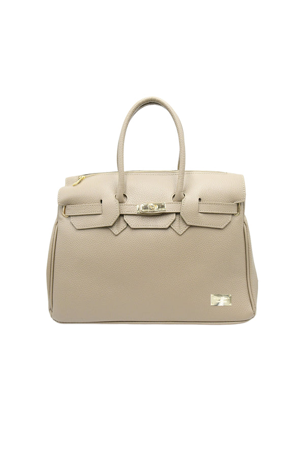 Borsa grande a bauletto in vera pelle con cinturina V888D