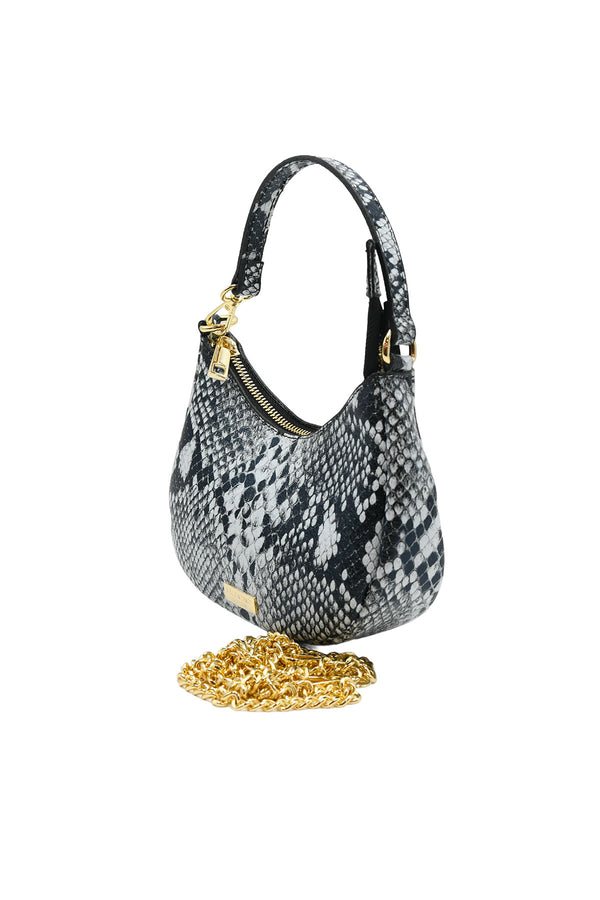 Borsetta a tracolla mezzaluna in vera pelle stampa pitone VALENTINO Creations V966
