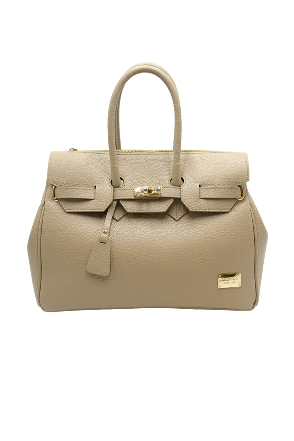 Borsa grande a bauletto in vera pelle con cinturina V888D