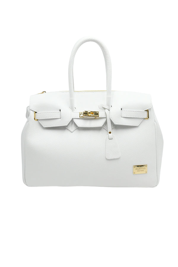 Borsa grande a bauletto in vera pelle con cinturina V888D