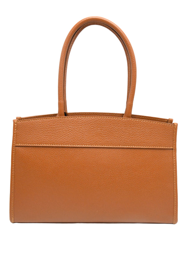 Borsa a spalla in vera pelle con tasche asimmetriche frontali V979