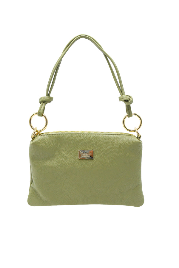 Pochette in vera pelle martellata con manico a spalla V981