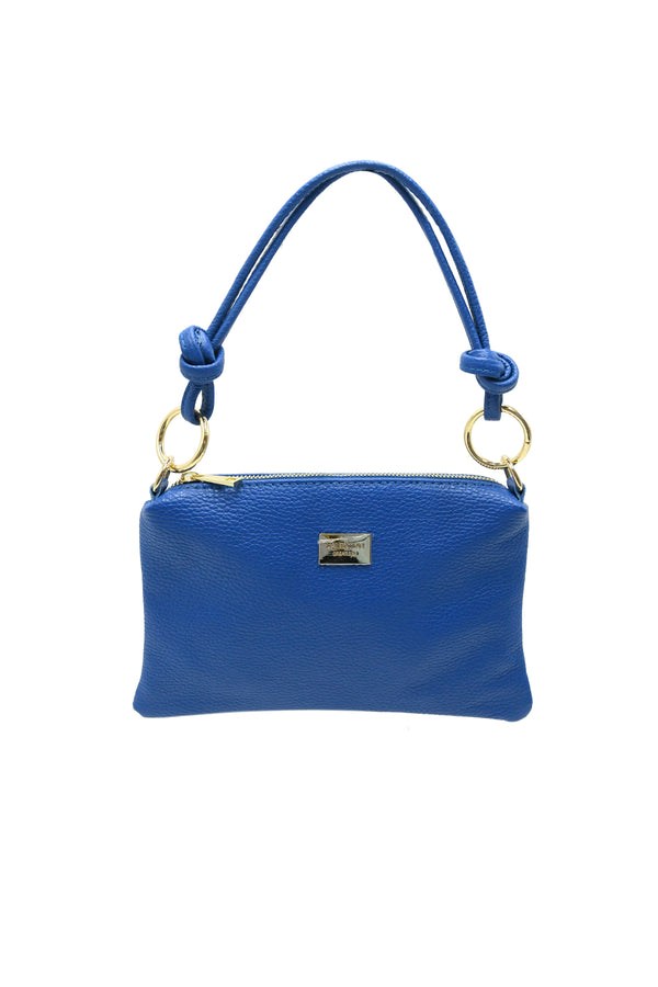 Pochette in vera pelle martellata con manico a spalla V981