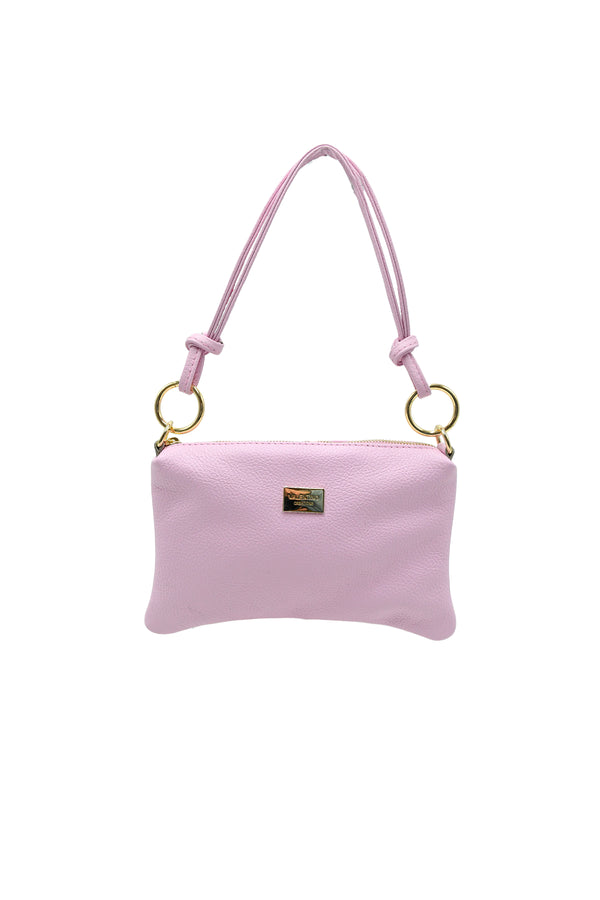 Pochette in vera pelle martellata con manico a spalla V981