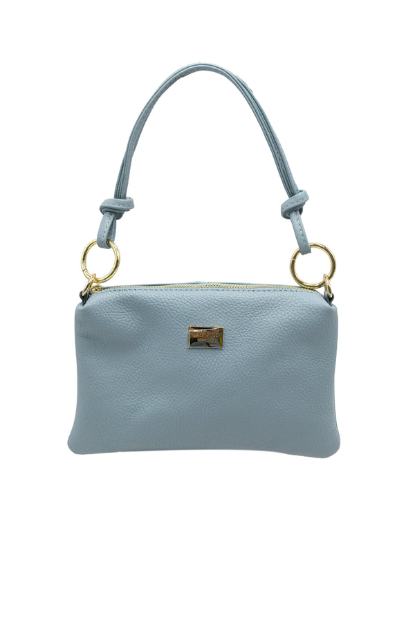 Pochette in vera pelle martellata con manico a spalla V981