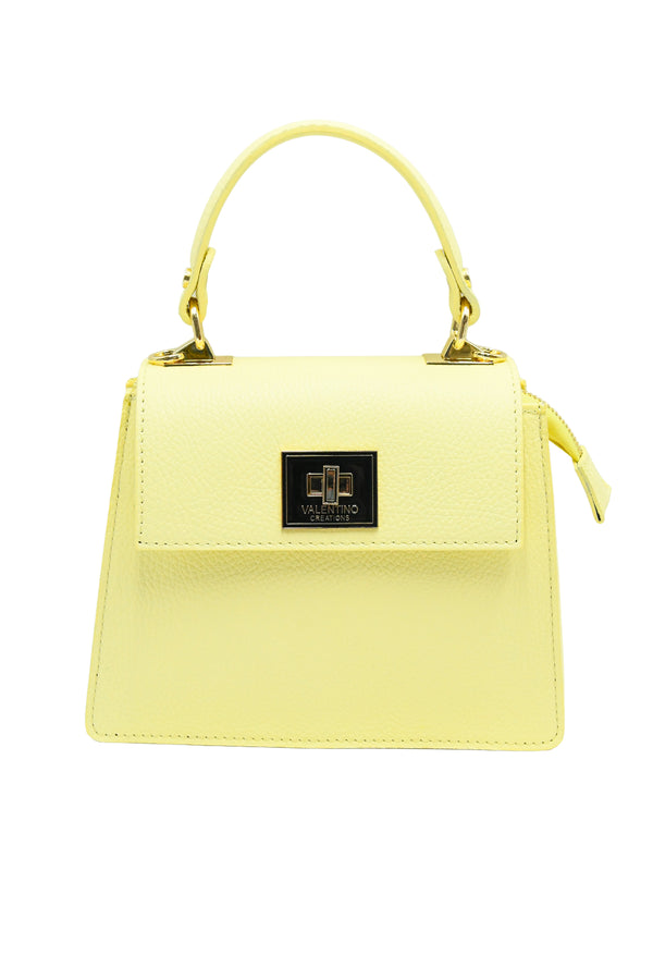 Borsa a patta in vera pelle martellata con chiusura turn lock V926D