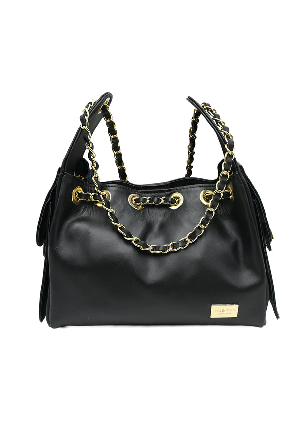 Borsa a spalla in vera pelle liscia Valentino Creations V986