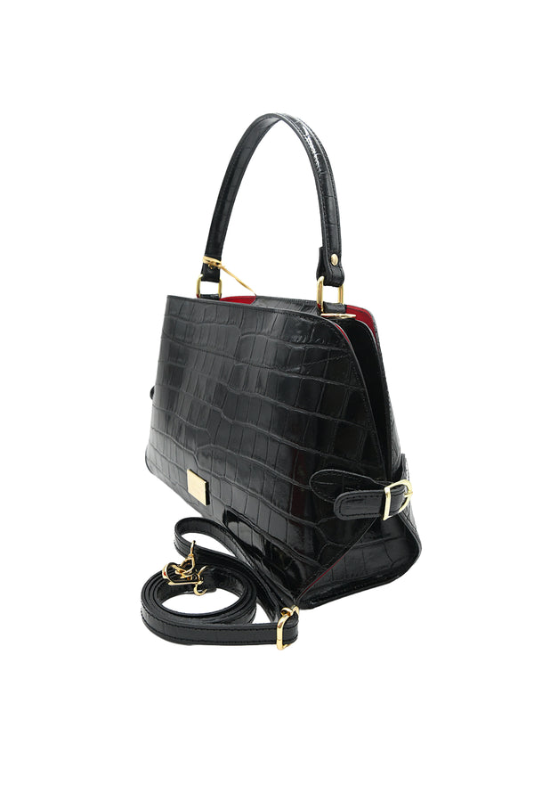 Borsa a bauletto in vera pelle stampa coccodrillo Valentino Creations V985COC