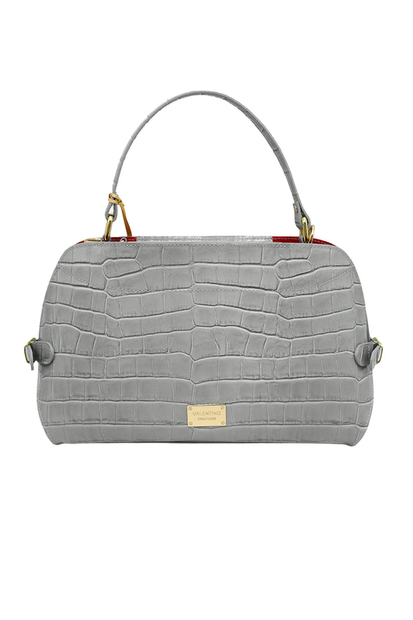 Borsa a bauletto in vera pelle stampa coccodrillo Valentino Creations V985COC