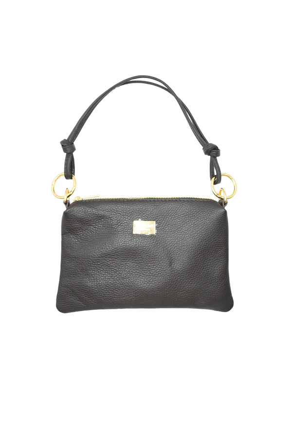 Pochette in vera pelle martellata con manico a spalla V981