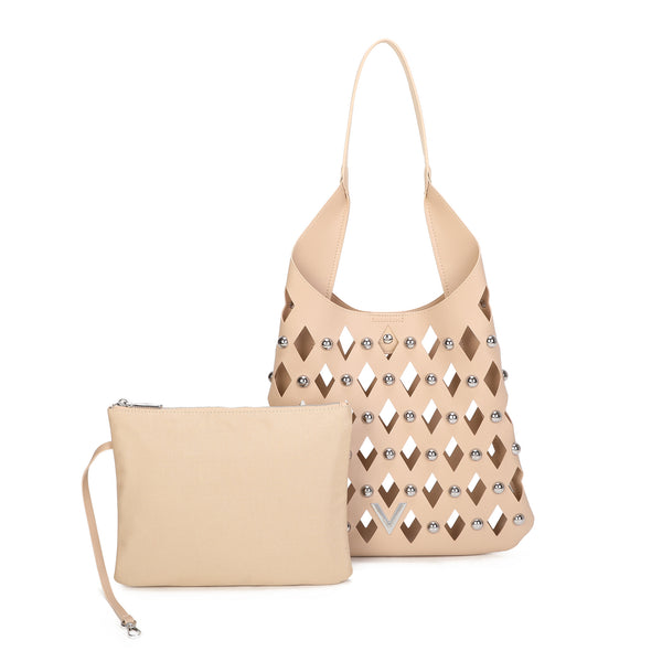 Borsa shopper in ecopelle traforata con pochette interna Valentino Creations VC2024