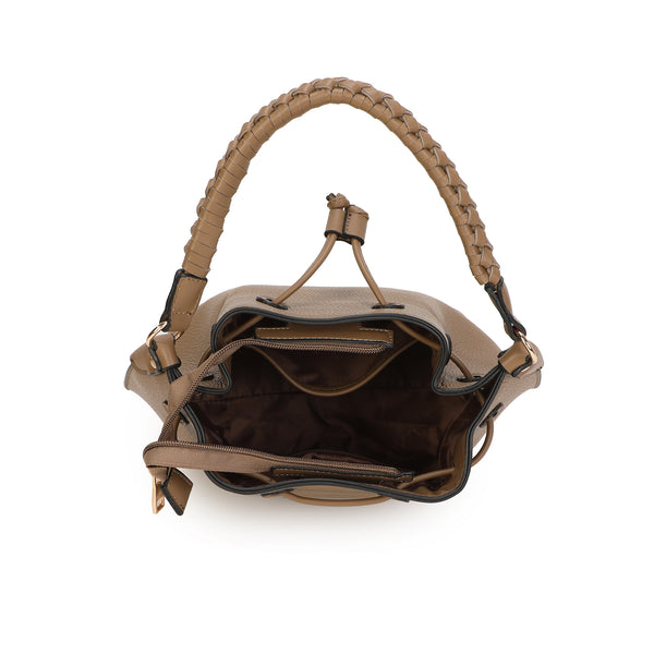 Borsa stile secchiello a coulisse con manico intrecciato Enrico Coveri EC5086