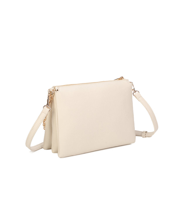 Borsetta pochette in ecopelle con catena a tracolla e fiore ECG609