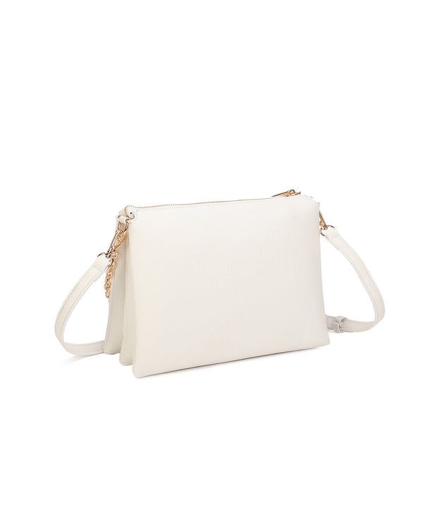 Borsetta pochette in ecopelle con catena a tracolla e fiore ECG609
