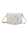 Borsetta pochette in ecopelle con catena a tracolla e fiore ECG609