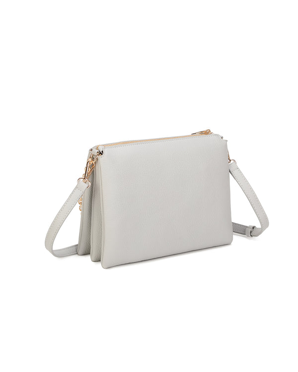 Borsetta pochette in ecopelle con catena a tracolla e fiore ECG609