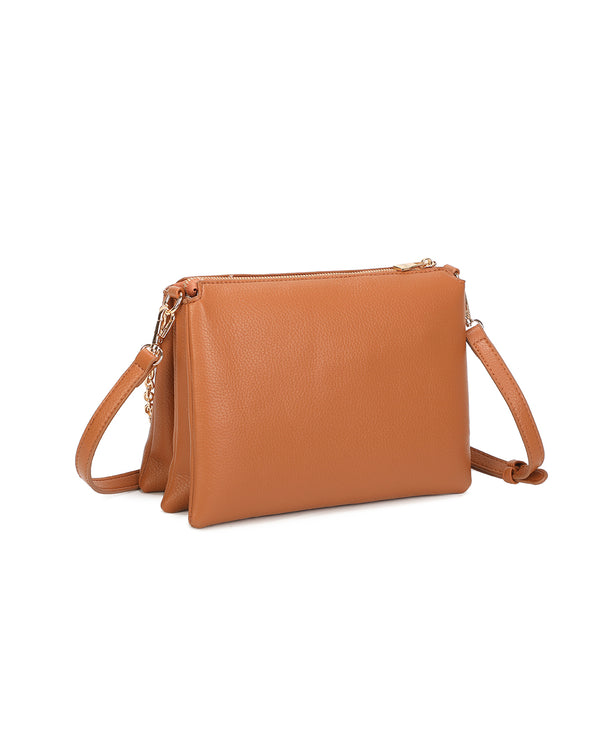 Borsetta pochette in ecopelle con catena a tracolla e fiore ECG609