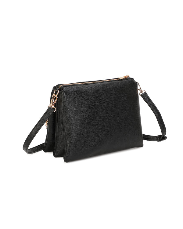 Borsetta pochette in ecopelle con catena a tracolla e fiore ECG609