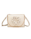 Borsetta pochette in ecopelle con catena a tracolla e fiore ECG609
