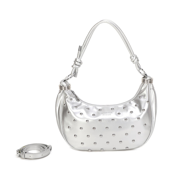 Borsa ecopelle a spalla con borchie e tracolla a filo MB020