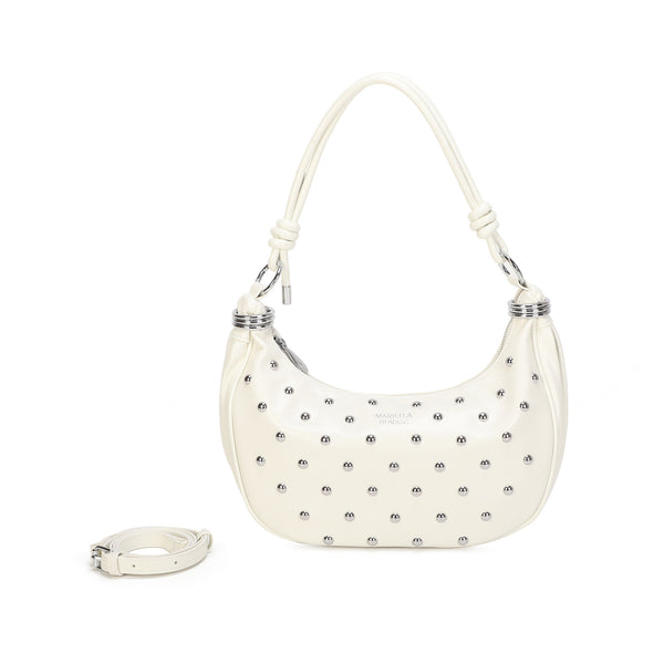 Borsa ecopelle a spalla con borchie e tracolla a filo MB020