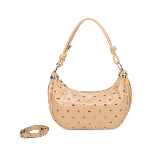 Borsa ecopelle a spalla con borchie e tracolla a filo MB020
