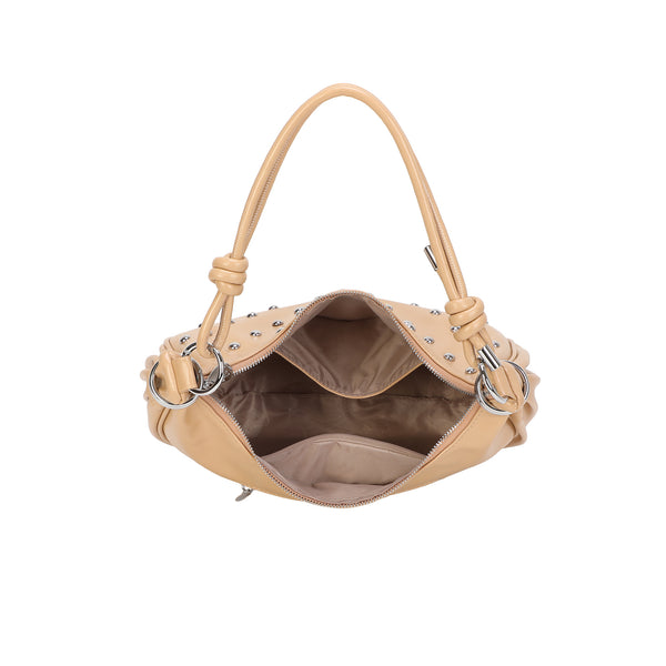 Borsa ecopelle a spalla con borchie e tracolla a filo MB020