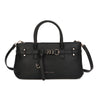 Borsa bauletto in ecopelle martellata con cinturino decorativo e anelli MB038