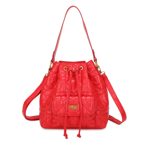 Borsa a sacco ENRICO COVERI in ecopelle trapuntata con chiusura a coulisse ECC7046