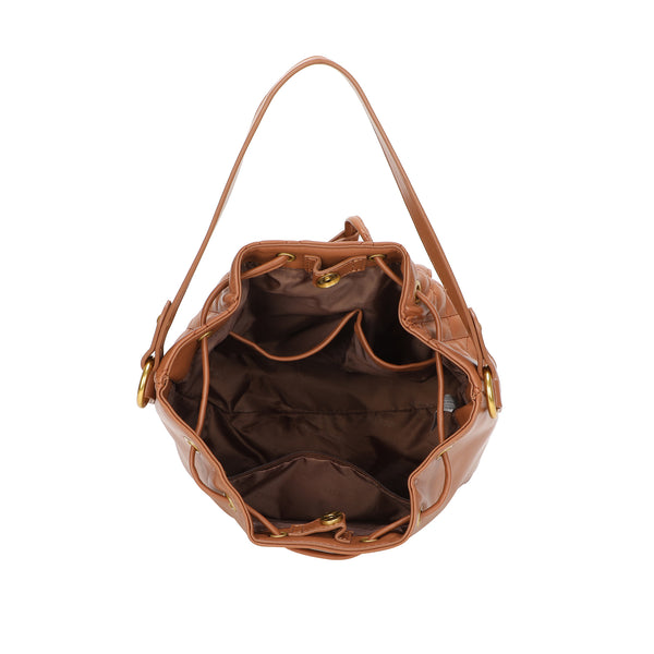 Borsa a sacco ENRICO COVERI in ecopelle trapuntata con chiusura a coulisse ECC7046