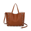 Borsa shopper in ecopelle con borchie e pochette estraibile EC6303