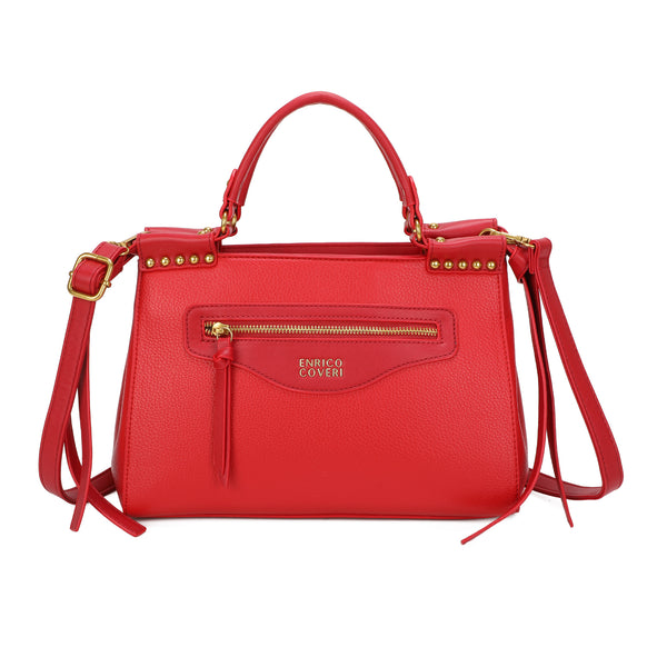 Borsetta messenger in ecopelle con tasca frontale e borchie ENRICO COVERI EC7049