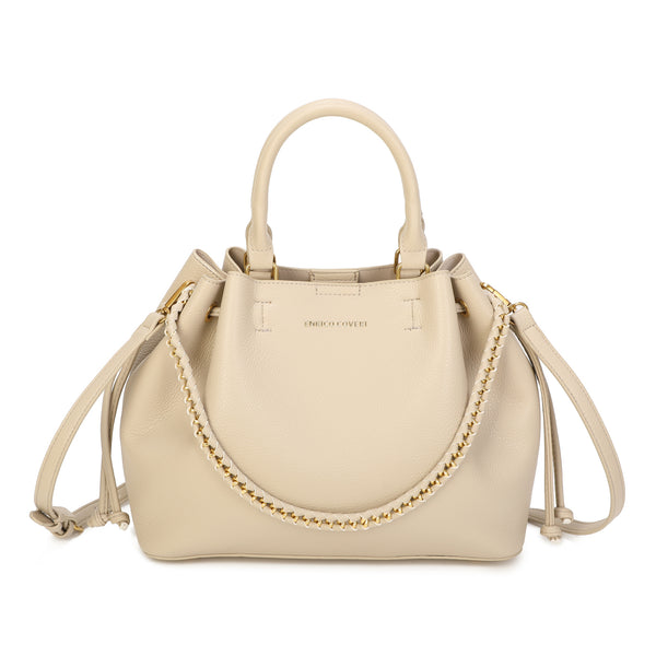 Borsa secchiello a coulisse in ecopelle con catena intrecciata Enrico Coveri EC2260