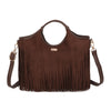 Borsa a mano in ecopelle scamosciata con frange EC6331