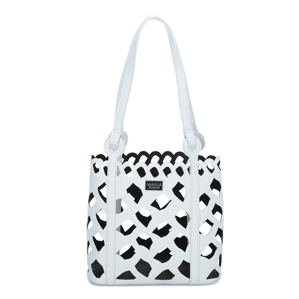 Borsa tipo secchiello traforato in ecopelle con pochette MB6314