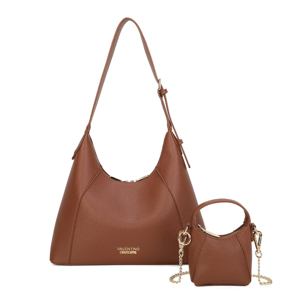 Borsa a spalla in ecopelle martellata con mini bag inclusa VC633