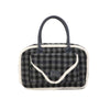 Borsa a mano e tracolla in tessuto tartan e pelliccia ecologica MB6340