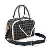 Borsa a mano e tracolla in tessuto tartan e pelliccia ecologica MB6340