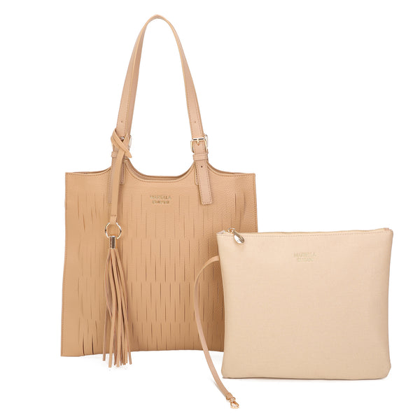 Borsa shopper in ecopelle con traforature e pochette interna MB014