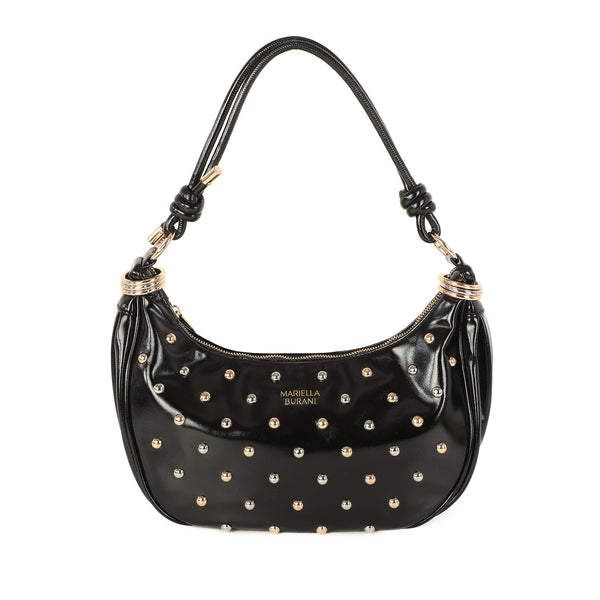 Borsa a spalla in ecopelle con borchie oro/argento MB708