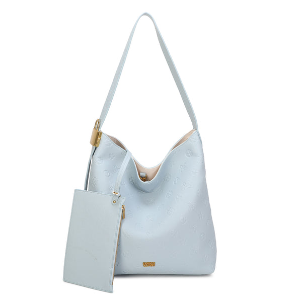 Borsa a spalla in similpelle con stampa a rilievo Enrico Coveri con manico regolabile e pochette interna EC2223