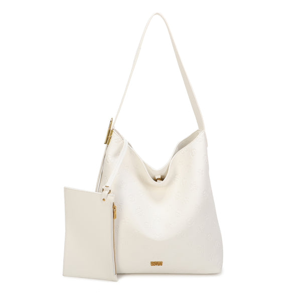 Borsa a spalla in similpelle con stampa a rilievo Enrico Coveri con manico regolabile e pochette interna EC2223