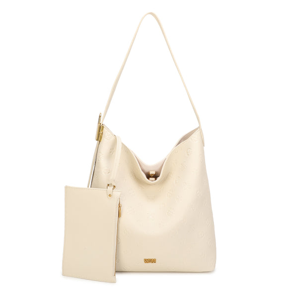 Borsa a spalla in similpelle con stampa a rilievo Enrico Coveri con manico regolabile e pochette interna EC2223