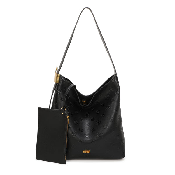 Borsa a spalla in similpelle con stampa a rilievo Enrico Coveri con manico regolabile e pochette interna EC2223