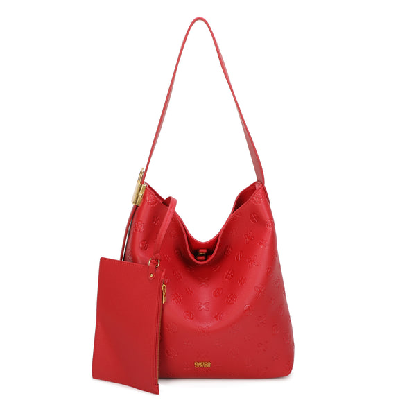 Borsa a spalla in similpelle con stampa a rilievo Enrico Coveri con manico regolabile e pochette interna EC2223