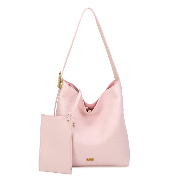 Borsa a spalla in similpelle con stampa a rilievo Enrico Coveri con manico regolabile e pochette interna EC2223