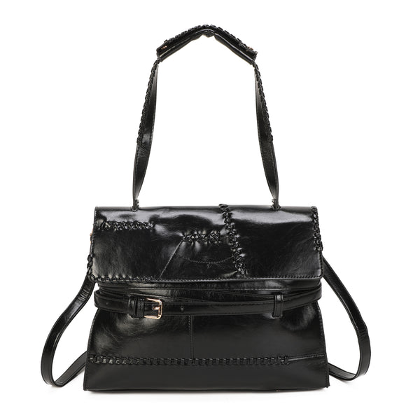 Borsa spalla e tracolla in ecopelle lucida effetto vintage EC6322