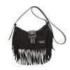 Borsa hobo a tracolla in ecopelle scamosciata con frange VC7093