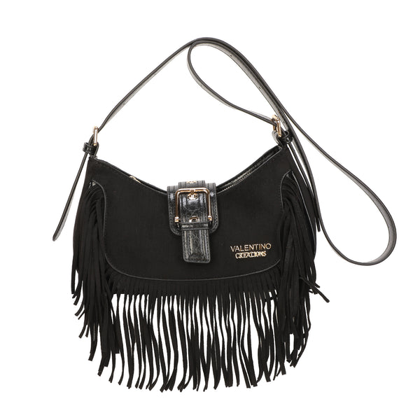 Borsa hobo a tracolla in ecopelle scamosciata con frange VC7093